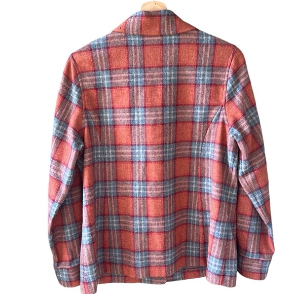 Pendleton Vintage Sz L Petite Wool Plaid Light Weight Cardigan Blazer Fall Tones - Picture 14 of 14